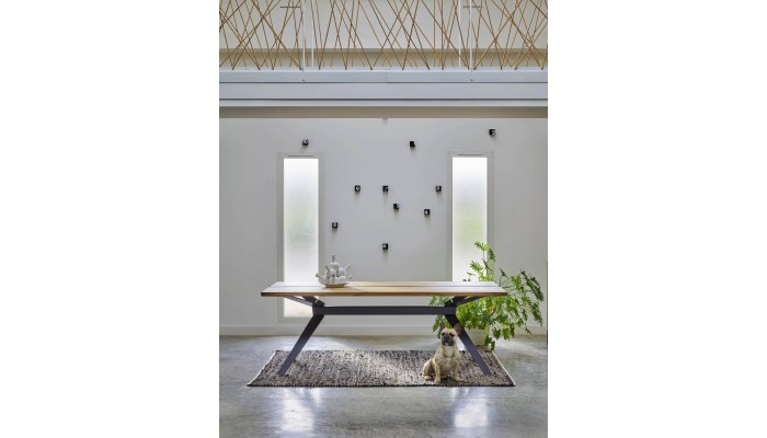 LINEA - Table repas rectangulaire insert béton 240 cm x 100  cm 