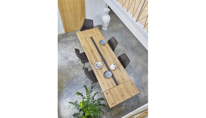 LINEA - Table repas rectangulaire insert béton 260 cm x 100  cm 