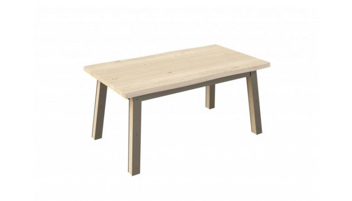 ARDEN - Table 4 pieds en 160 x 90 - Plateau chantourné allonge centrale  papillon  de 60 cm 
