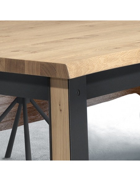 ARDEN - Table 4 pieds en 160 x 90 - Plateau droit 1 allonge centrale  papillon  de 60 cm 