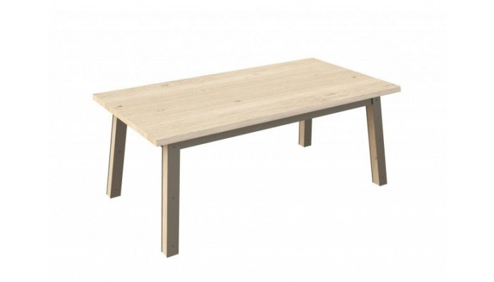 ARDEN - Table 4 pieds en 160 x 90 - Plateau droit 1 allonge centrale  papillon  de 60 cm 