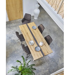 LINEA - Table repas rectangulaire insert béton 280 cm x 90 cm  2