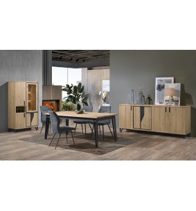 ETAPE - Table pieds épingle, 1 allonge papillon 80 cm 