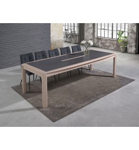 MILE - Table tonneau 160 cm x 96 cm + 2 allonges centrales papillon de 40 cm  2