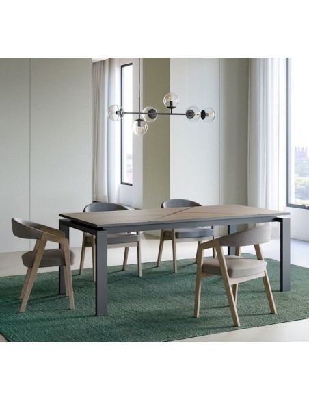 SEIDE - Table 4 Pieds 2 Allonges Centrales de 45 cm 