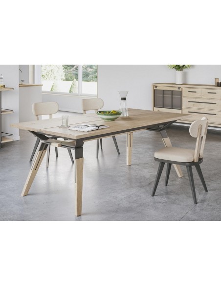 HARRY - Table 4 pieds métalliques 2 allonges 45 cm 