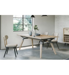 HARRY - Table 4 pieds métalliques 2 allonges 45 cm  2