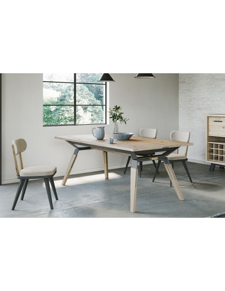 HARRY - Table 4 pieds métalliques 2 allonges 45 cm 