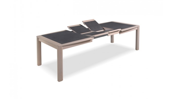 MILE - Table tonneau 180 cm x 106 cm + 2 allonges centrales papillon de 45 cm 