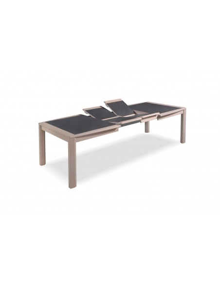 MILE - Table tonneau 180 cm x 106 cm + 2 allonges centrales papillon de 45 cm 