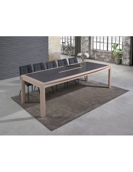 MILE - Table tonneau 180 cm x 106 cm + 2 allonges centrales papillon de 45 cm 