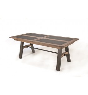 BRONZE - Table pieds en bois + 1 allonge portefeuille de 92 cm 