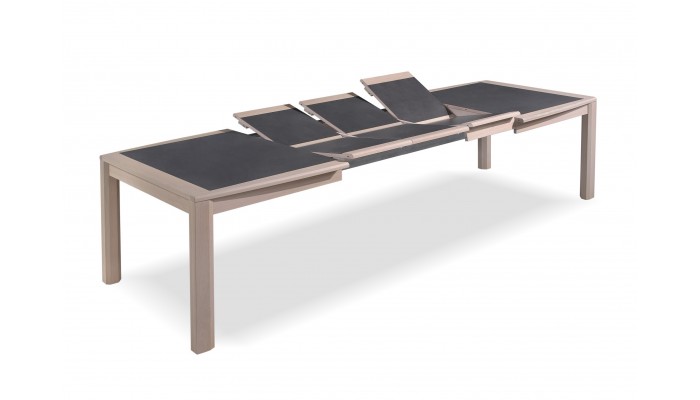 MILE - Table tonneau 180 cm x 106 cm + 3 allonges centrales papillon de 45 cm 
