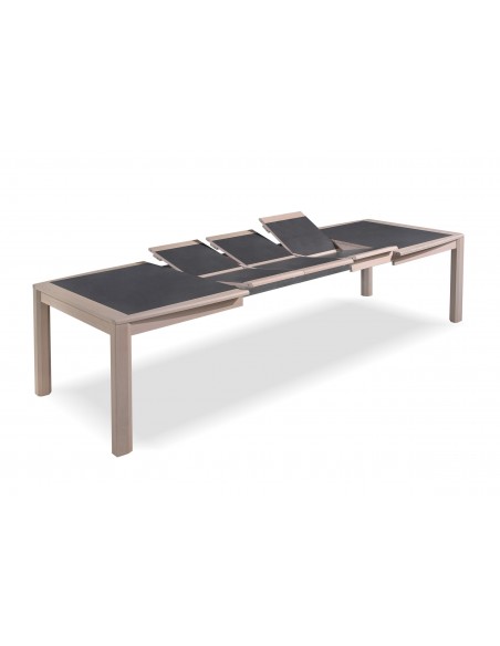 MILE - Table tonneau 180 cm x 106 cm + 3 allonges centrales papillon de 45 cm 