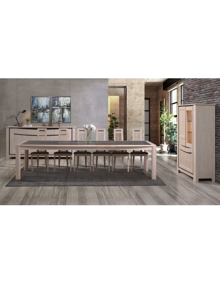 MILE - Table tonneau 180 cm x 106 cm + 3 allonges centrales papillon de 45 cm 