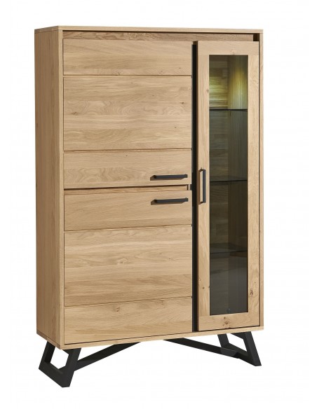 TOUAREG - Vitrine 1 porte verre 2 portes bois 
