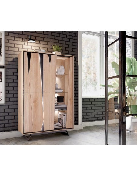 CUTTING - Vitrine 3 portes avec éclairage 