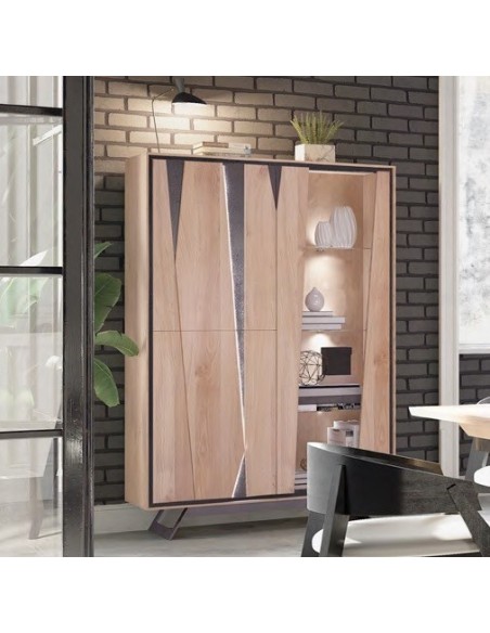 CUTTING - Vitrine 3 portes avec éclairage 