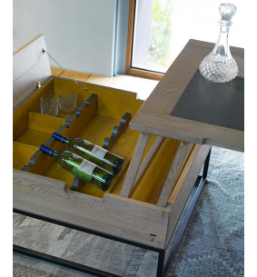 Table basse carrée relevable avec dessus métal PASTEL 2