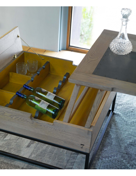 Table basse carrée relevable avec dessus métal PASTEL