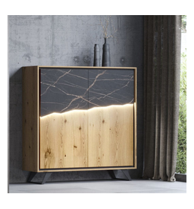 Meuble d'appuis 2 portes bois éclairage leds DAQUE