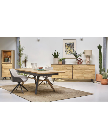 KAPLA - Colonne 1 porte bois 1 porte verre avec éclairage 