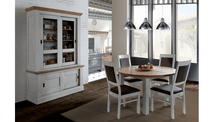 CANTIQUE - Table ronde une allonge de 39 cm...