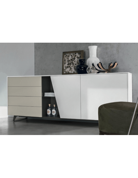 Enfilade 2 portes dont 1 diagonale SELLA 4 tiroirs 1 niche
