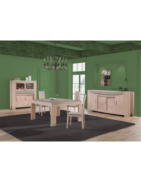 TOURAINE - Table carrée plateau céramique 1 allonge portefeuille de 60 cm
