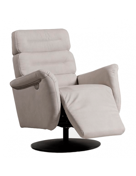 STOR - Fauteuil relaxation piètement métallique chromé ou noir, 5 étoiles ou cercle, têtière réglable